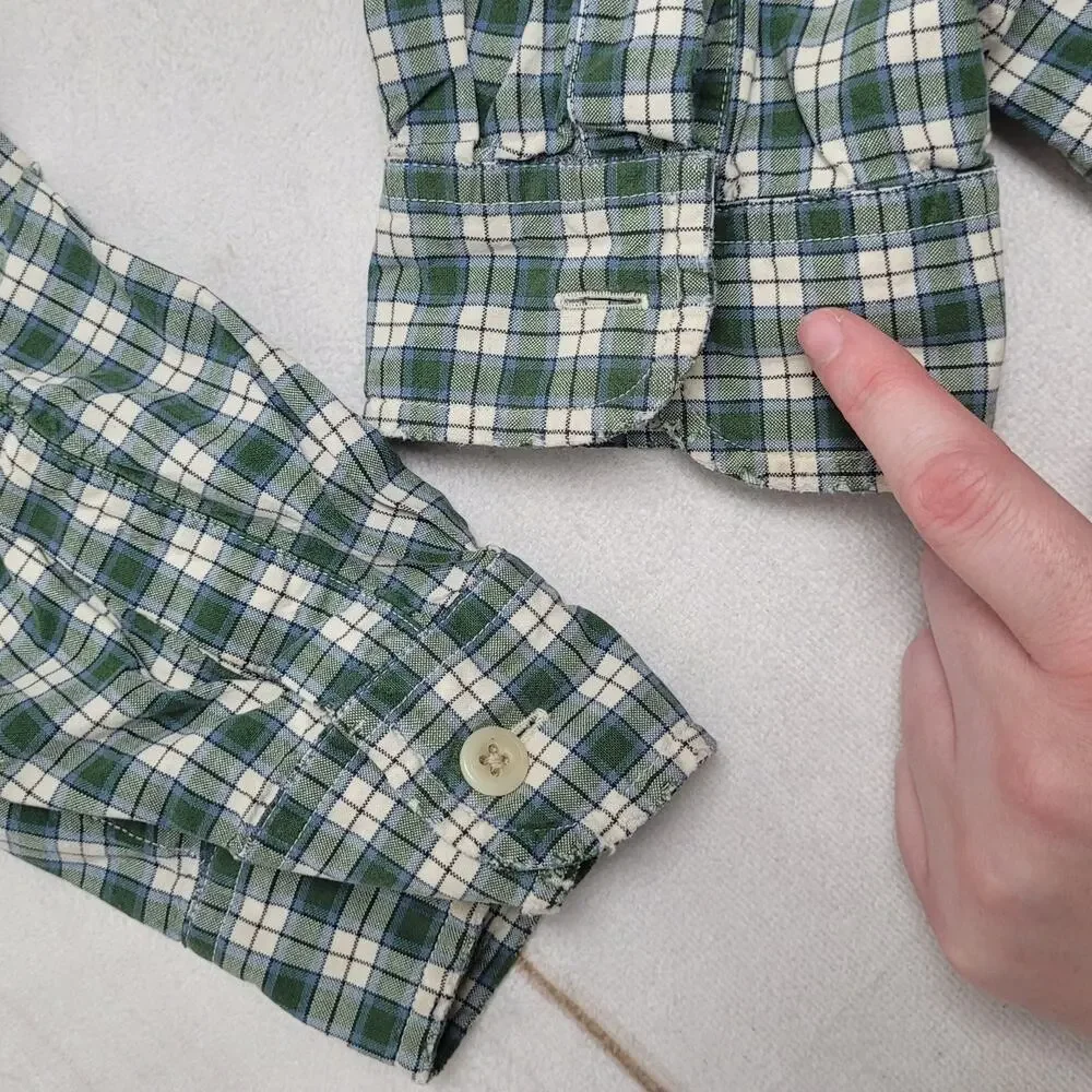 Vintage 90s Abercrombie & Fitch Big Shirt green long sleeve checkered plaid Y2k - Picture 5 of 7